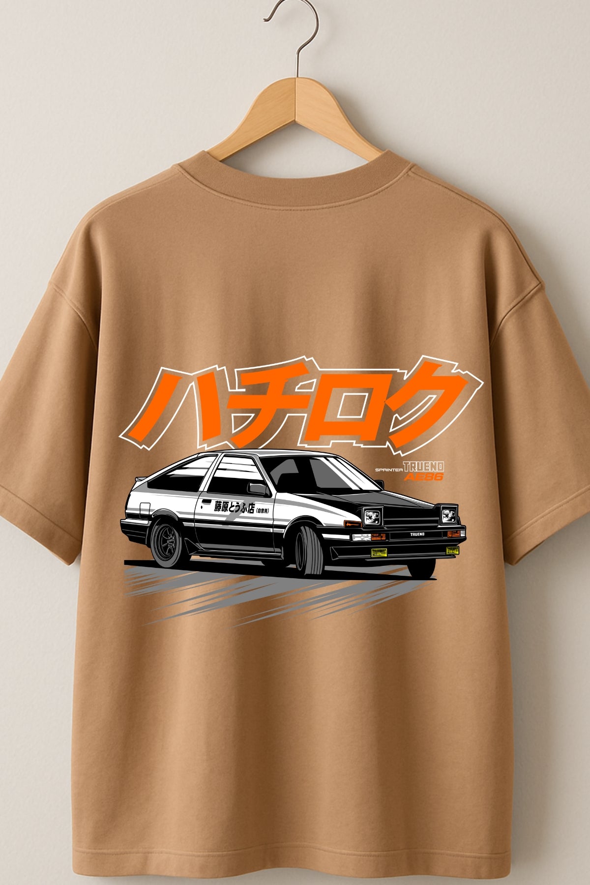 Toyota AE86 Car back front Printed Oversize T-Shirt