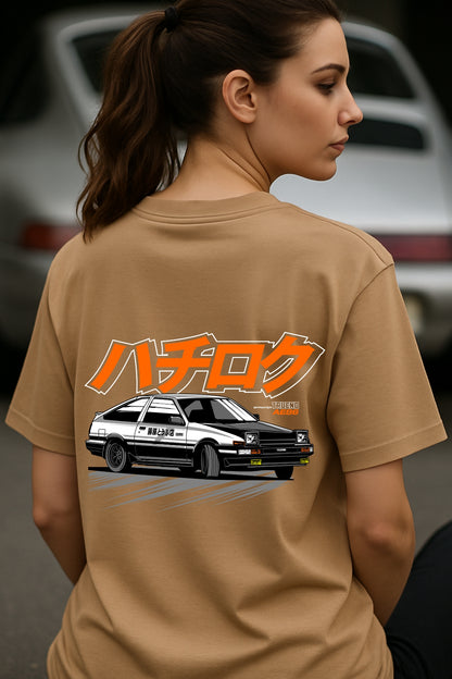 Toyota AE86 Car back front Printed Oversize T-Shirt