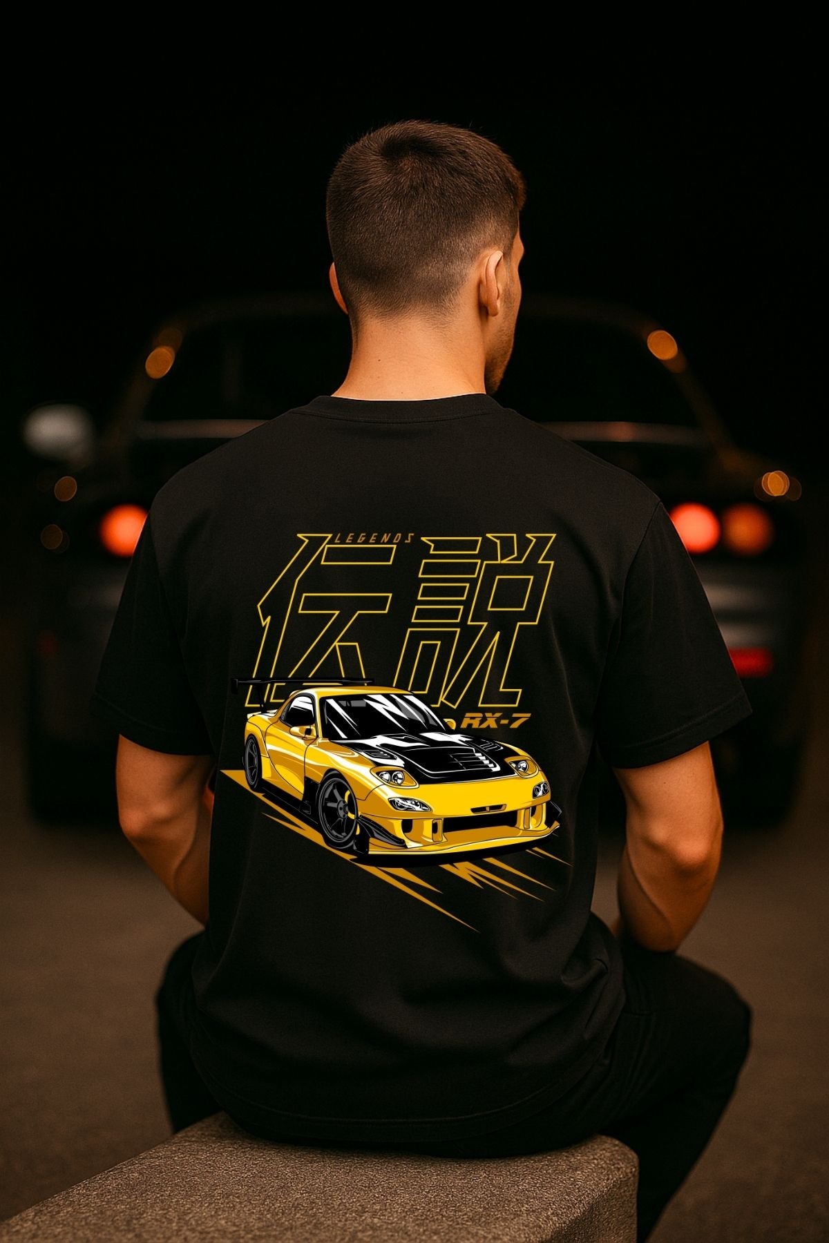 Mazda RX-7 Car back  front Printed Oversize T-Shirt