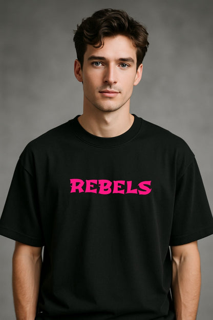 Rebel Anime with sword back  front Printed Oversize T-Shirt