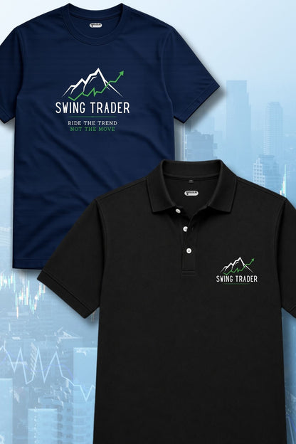 Swing Trader Everyday Combo 2 Bundle Trading T-Shirt Pack (Black & Navy Blue)