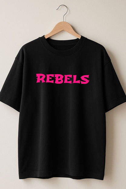 Rebel Anime with sword back  front Printed Oversize T-Shirt