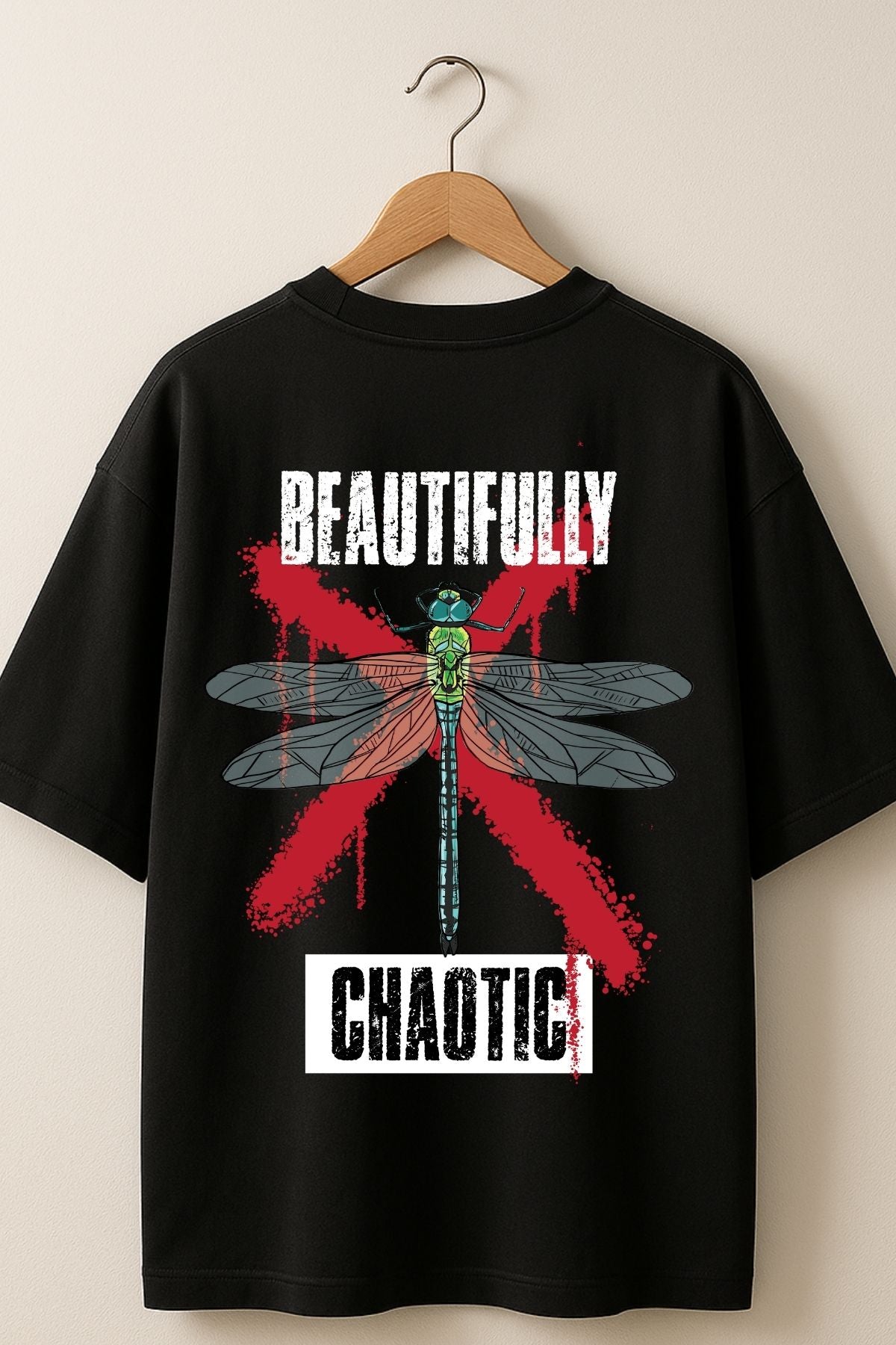 Beautifully Chaotic back  front Printed Oversize T-Shirt