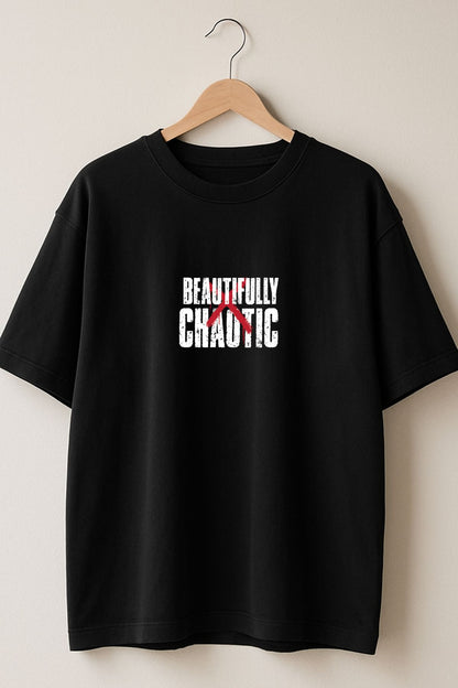 Beautifully Chaotic back  front Printed Oversize T-Shirt