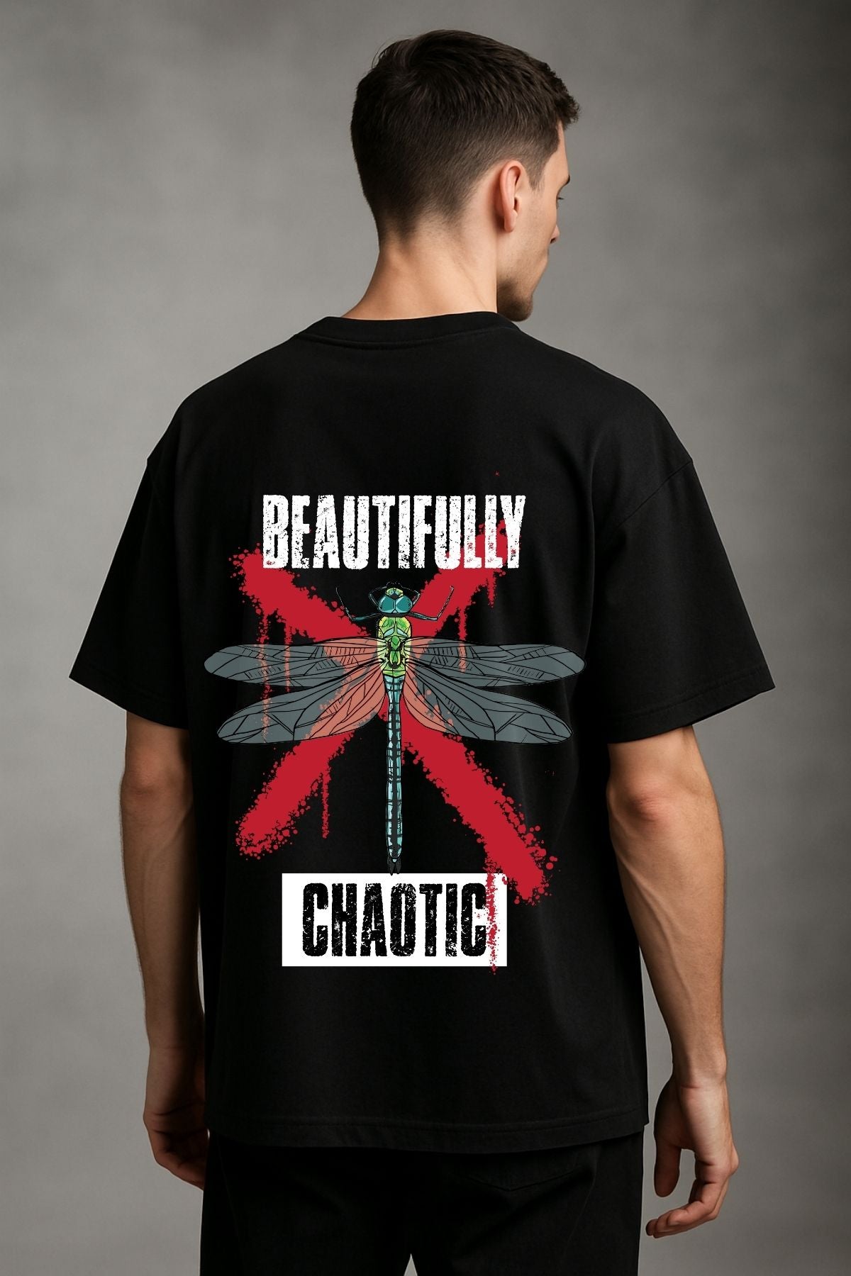 Beautifully Chaotic back  front Printed Oversize T-Shirt