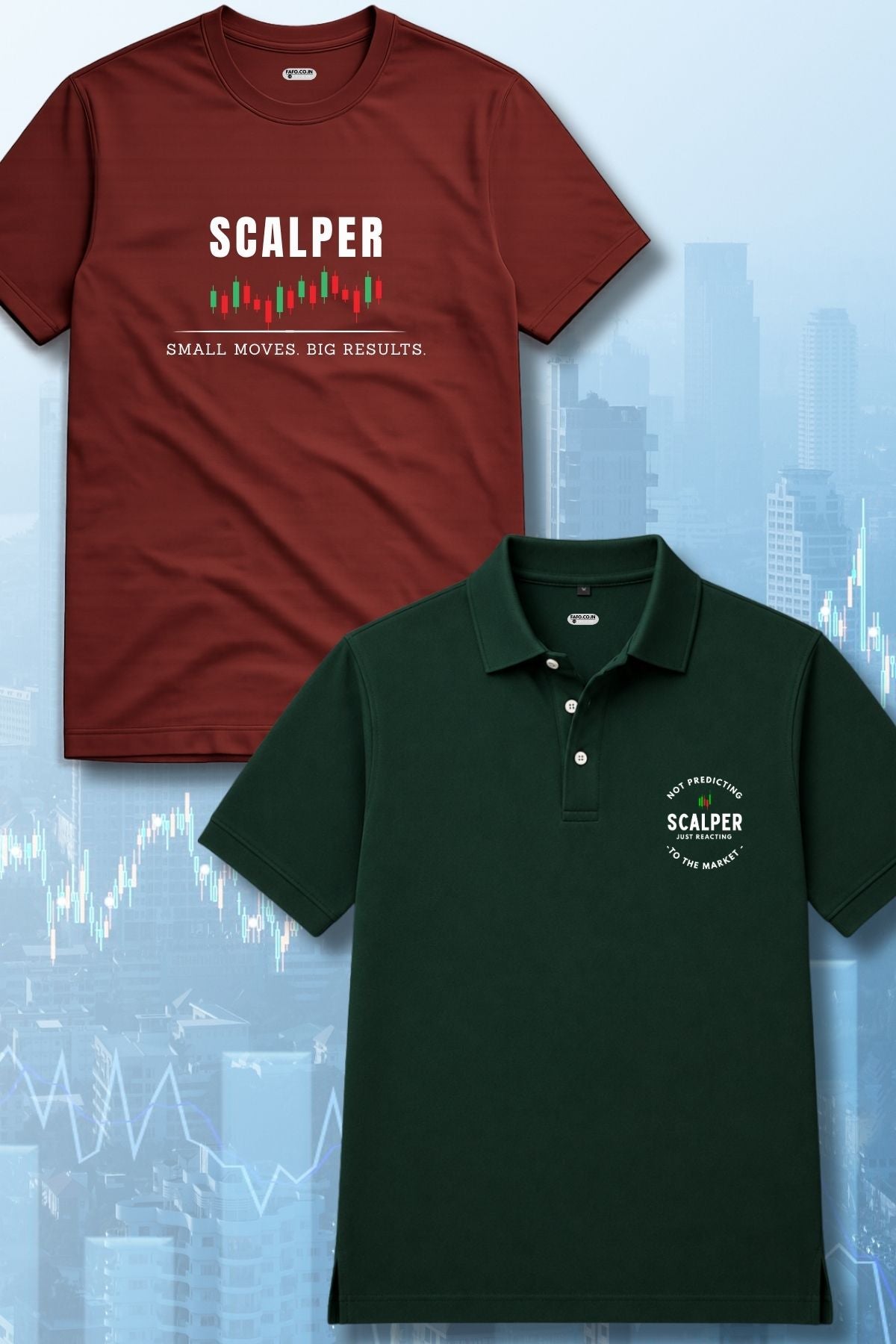Scalper Pro Combo 2 Bundle Trading T-Shirt Pack (Pine Green & Maroon)