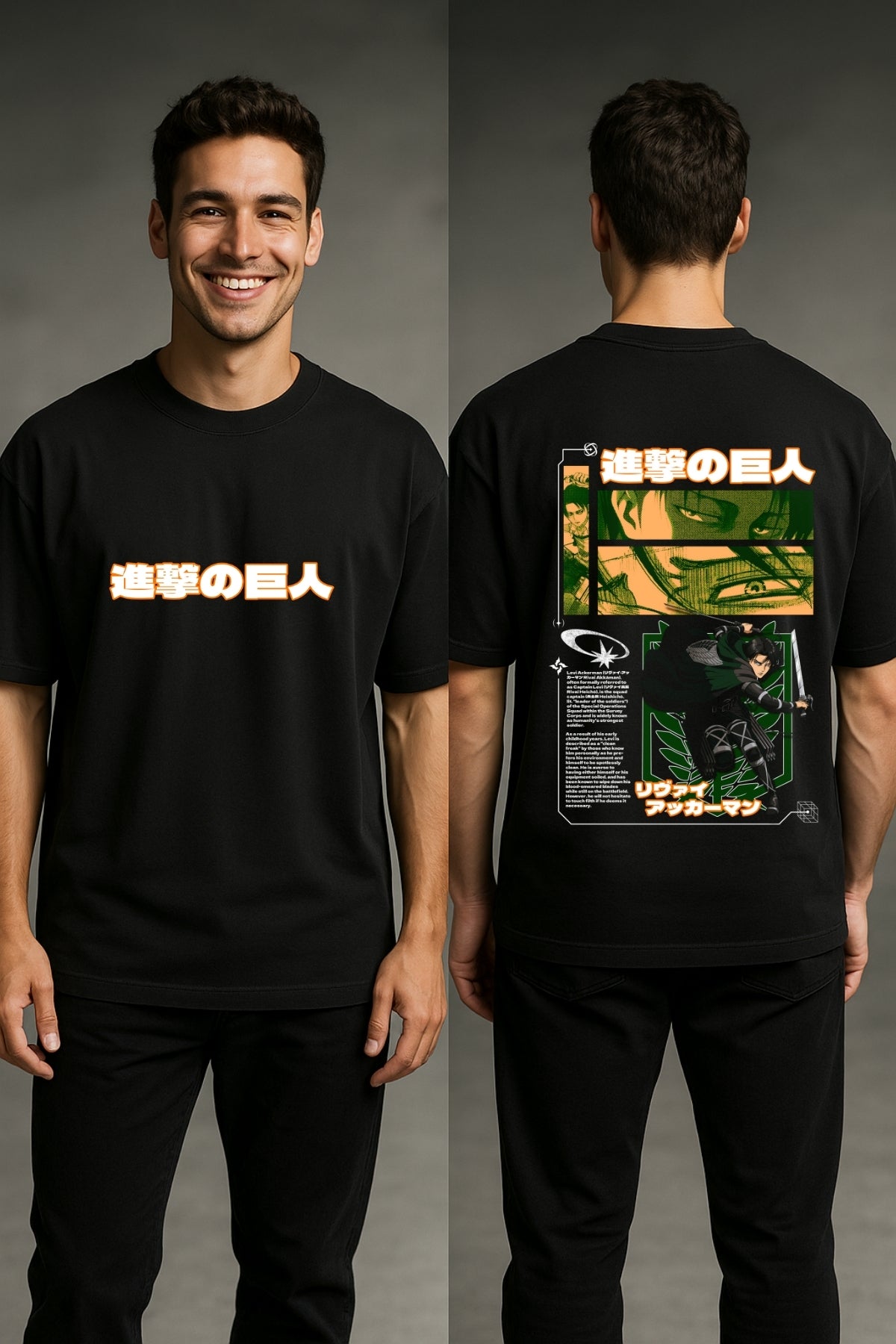 Levi Ackerman Anime Printed Oversize T-Shirt