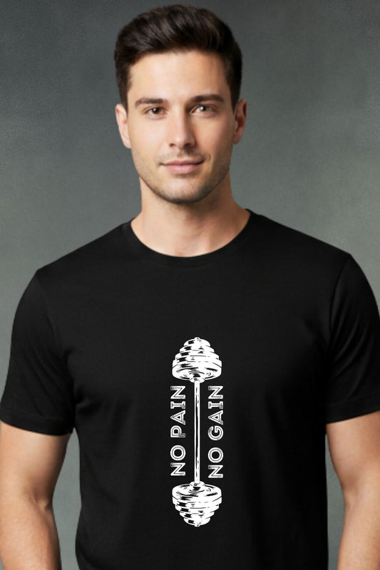 No Pain No Gain barbell Unisex Printed T-Shirt