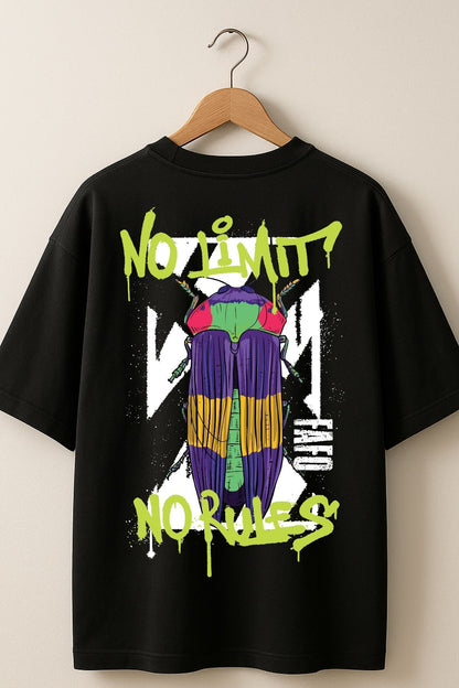 No Limit No Rules back  front Printed Oversize T-Shirt