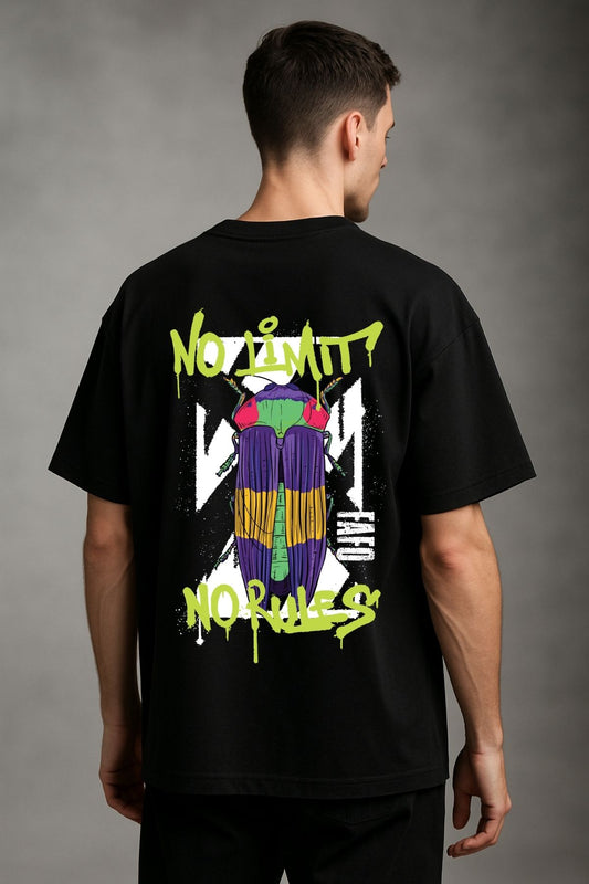 No Limit No Rules back  front Printed Oversize T-Shirt