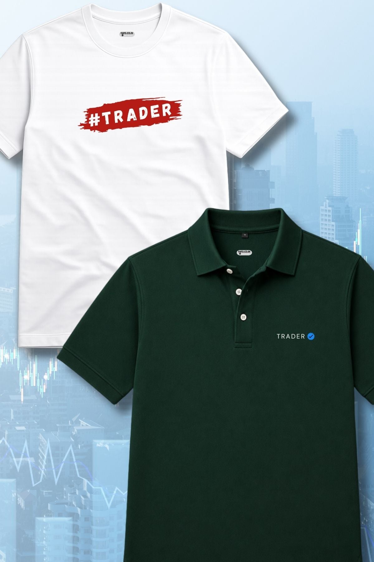 Verified Market Combo 2 Bundle Trading T-Shirt Pack (Pine Green & White)