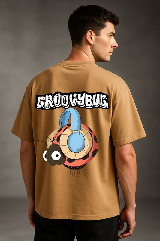 Groovybug with headphone back front Printed Oversize T-Shirt