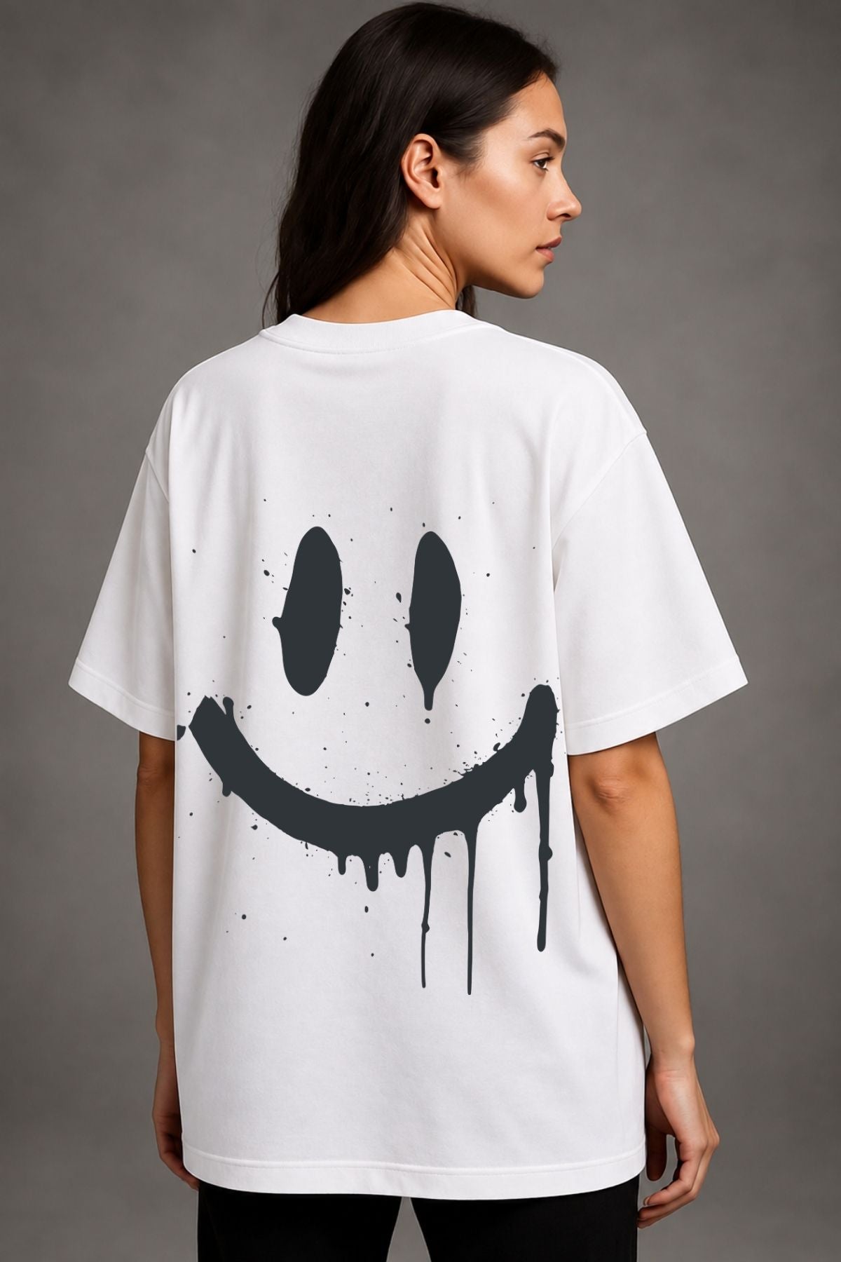 Don't Worry just Smile Printed Oversize T-Shirt