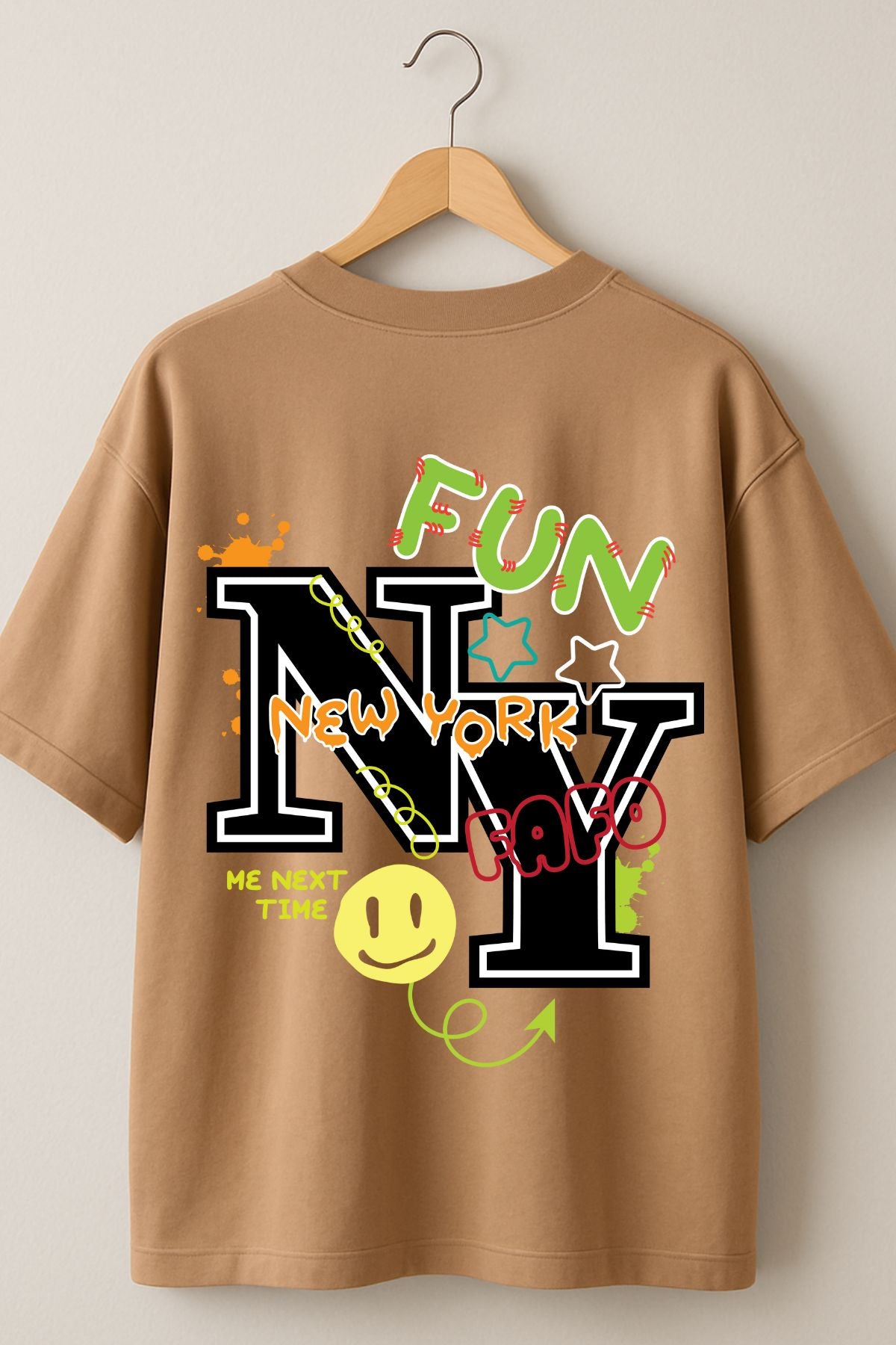 Newyork fun back front Printed Oversize T-Shirt