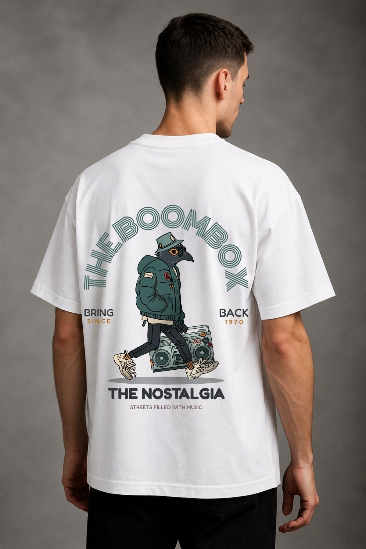 Boombox Music Printed Oversize T-Shirt