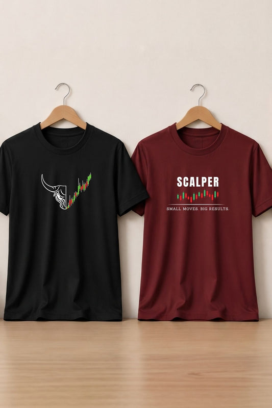 Scalper Momentum 2 Pack Trading T-Shirt Bundle (Black & Maroon)