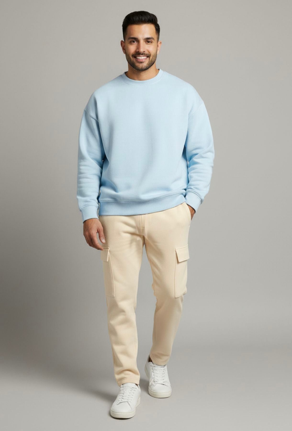 Oversized Sky Blue & Sand Mix Vibe Co-ords