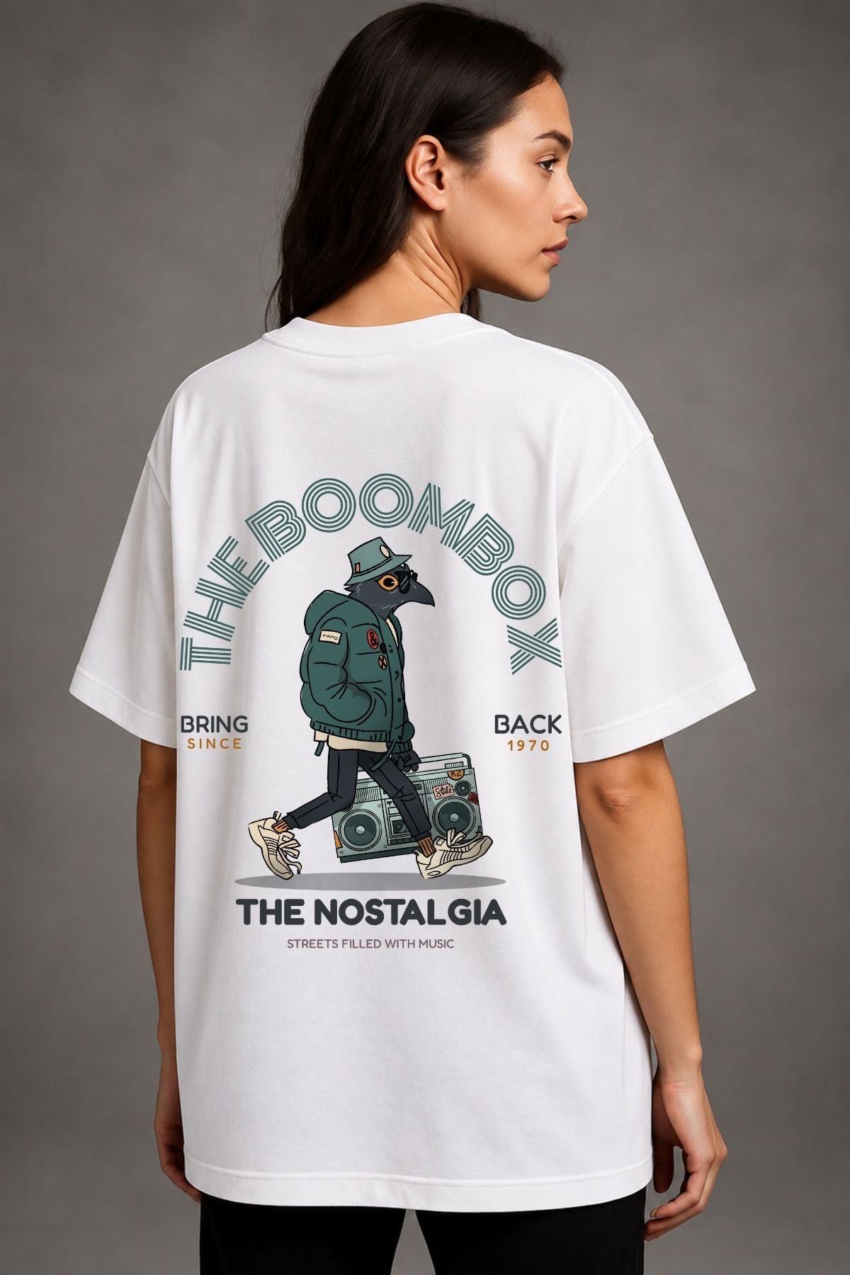 Boombox Music Printed Oversize T-Shirt