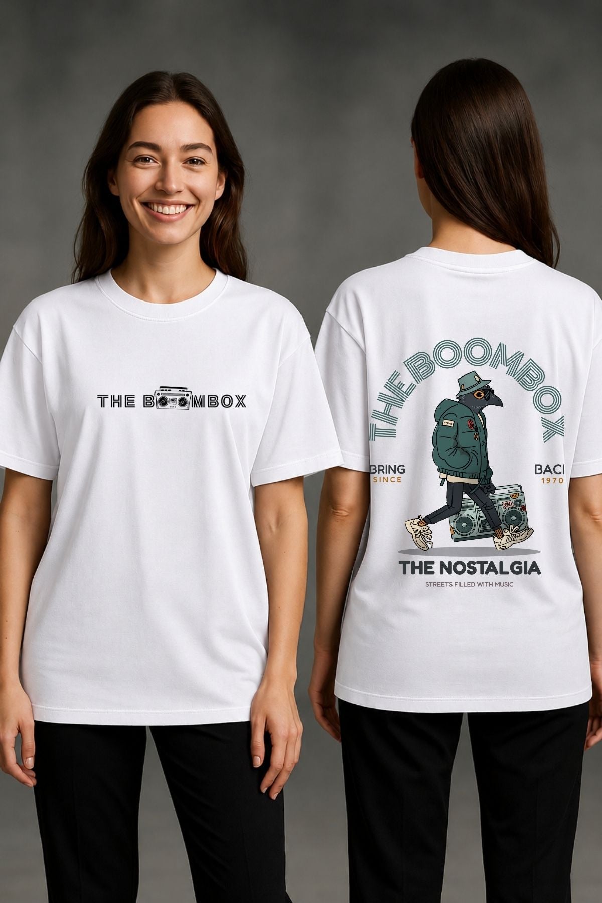 Boombox Music Printed Oversize T-Shirt