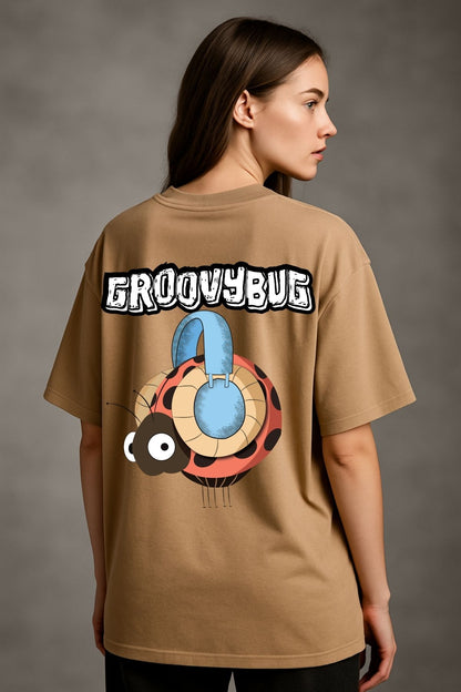 Groovybug with headphone back front Printed Oversize T-Shirt