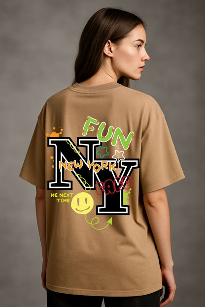 Newyork fun back front Printed Oversize T-Shirt