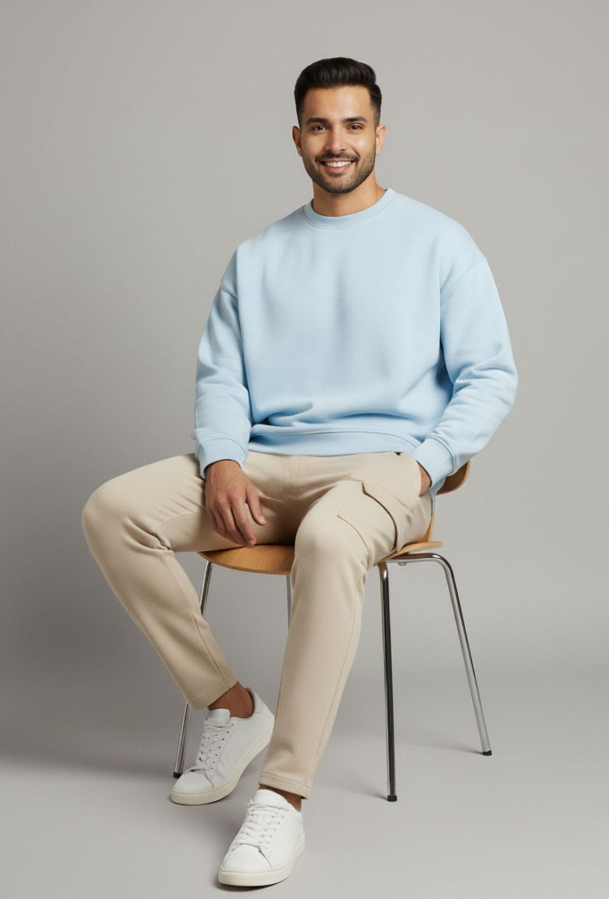 Oversized Sky Blue & Sand Mix Vibe Co-ords