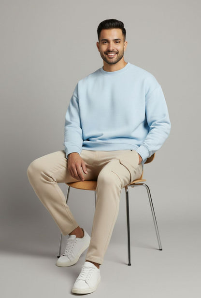 Oversized Sky Blue & Sand Mix Vibe Co-ords