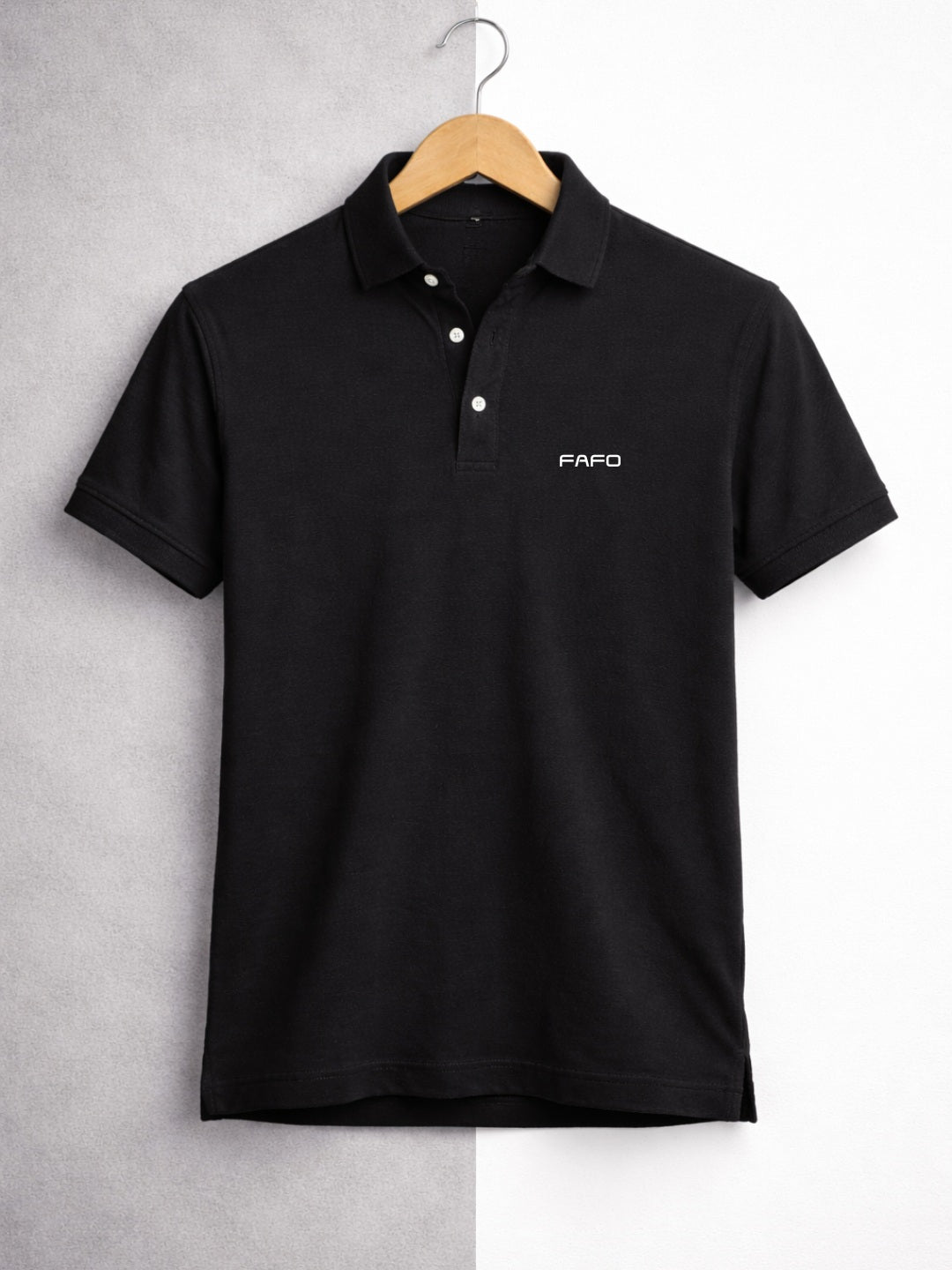 Black Premium Cotton Blend Polo T-Shirt for Men