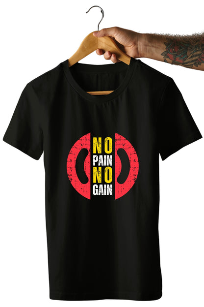 No Pain No Gain Dumbbell Plate Unisex Printed T-Shirt