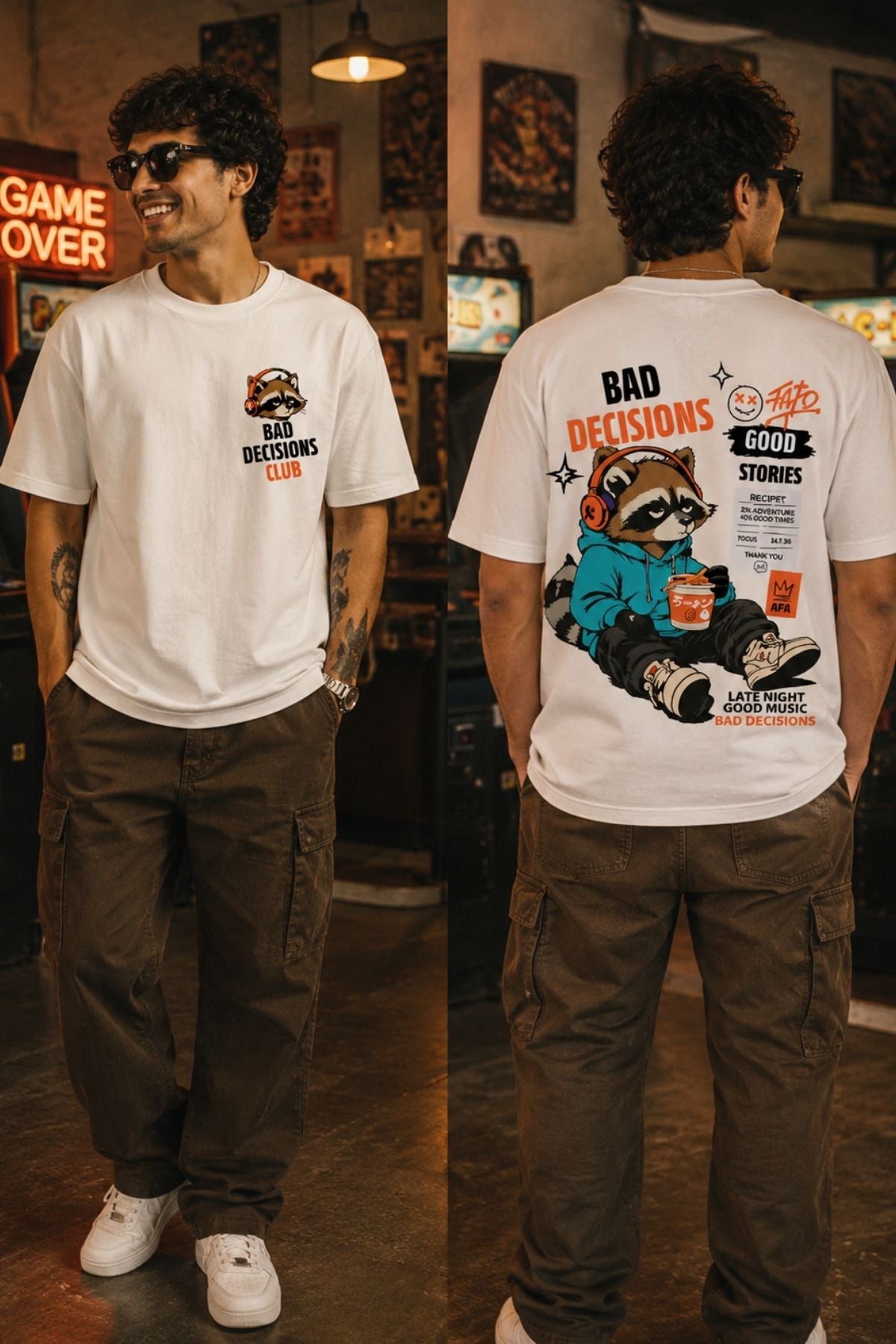 Bad Decisions Club Printed Oversize T-Shirt