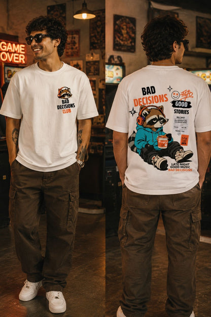 Bad Decisions Club Printed Oversize T-Shirt