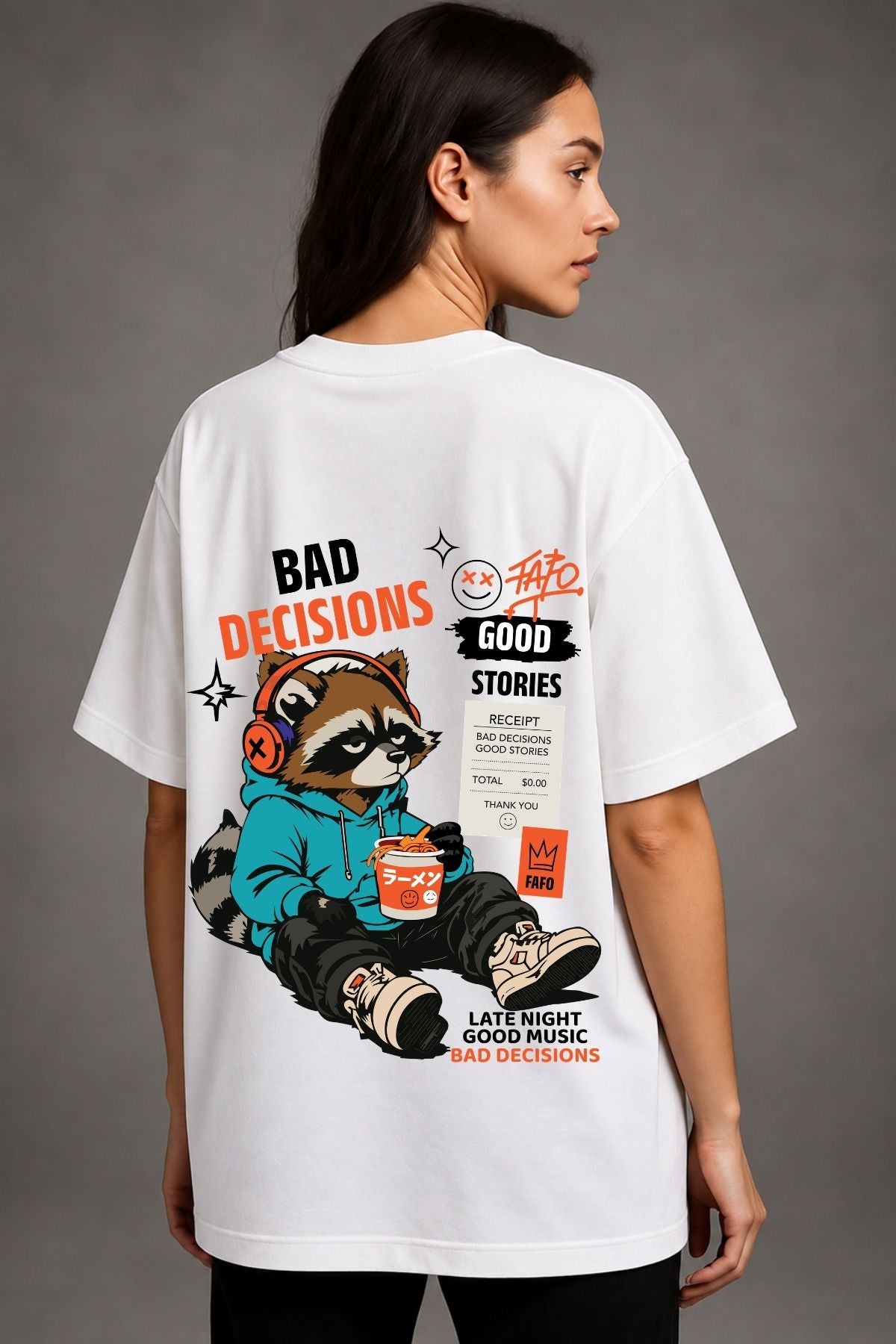 Bad Decisions Club Printed Oversize T-Shirt