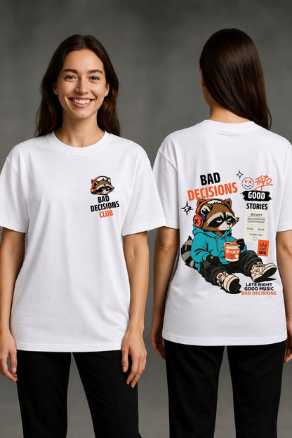 Bad Decisions Club Printed Oversize T-Shirt