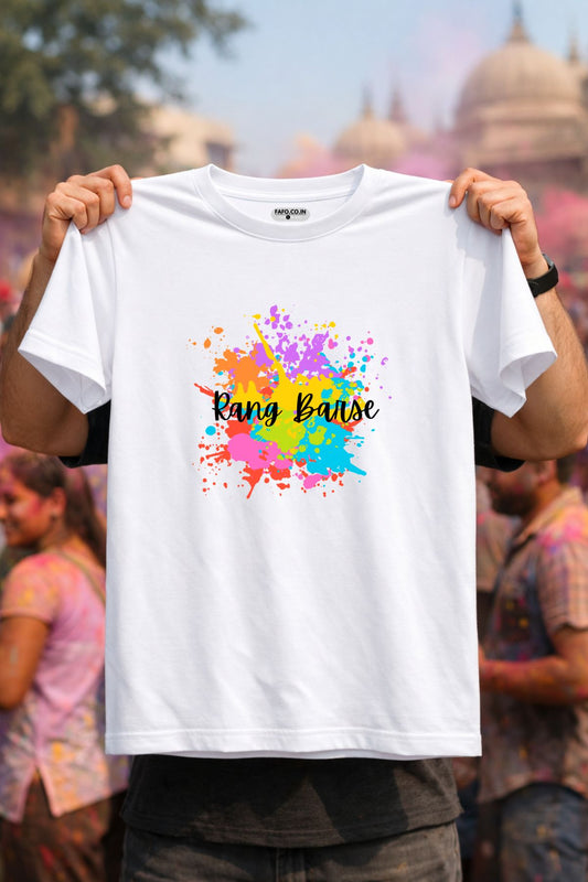 Rang Barse Printed Unisex Holi T-Shirt with Custom Name on back