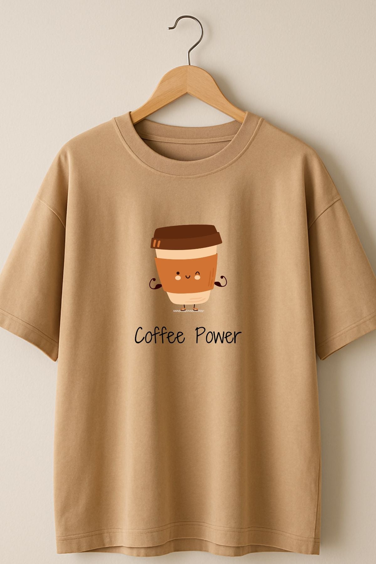 Coffee Power Printed Oversize T-Shirt