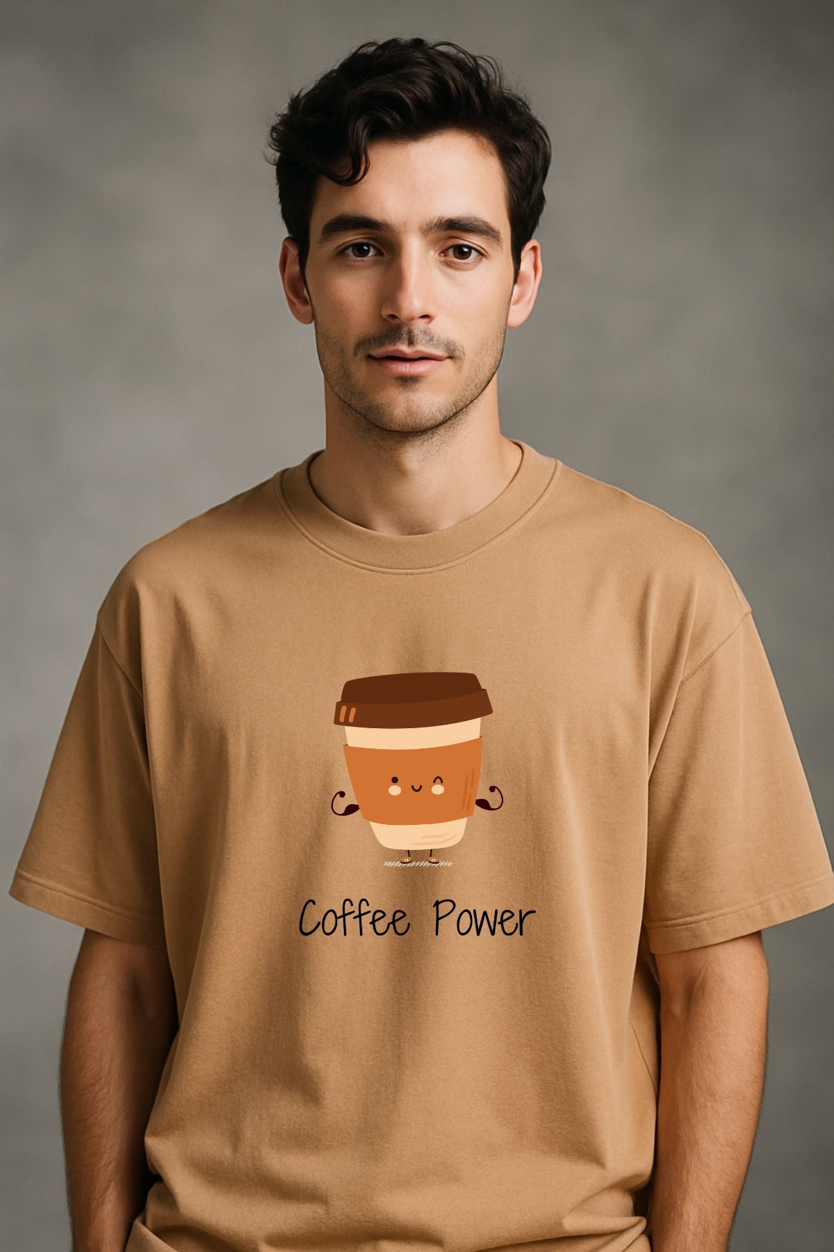 Coffee Power Printed Oversize T-Shirt