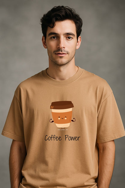 Coffee Power Printed Oversize T-Shirt