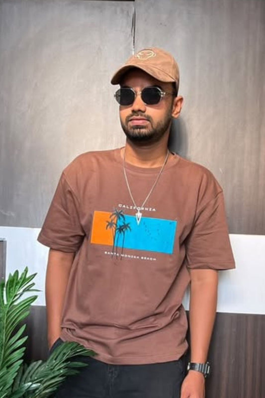 Santa Monica California Printed Oversize T-Shirt