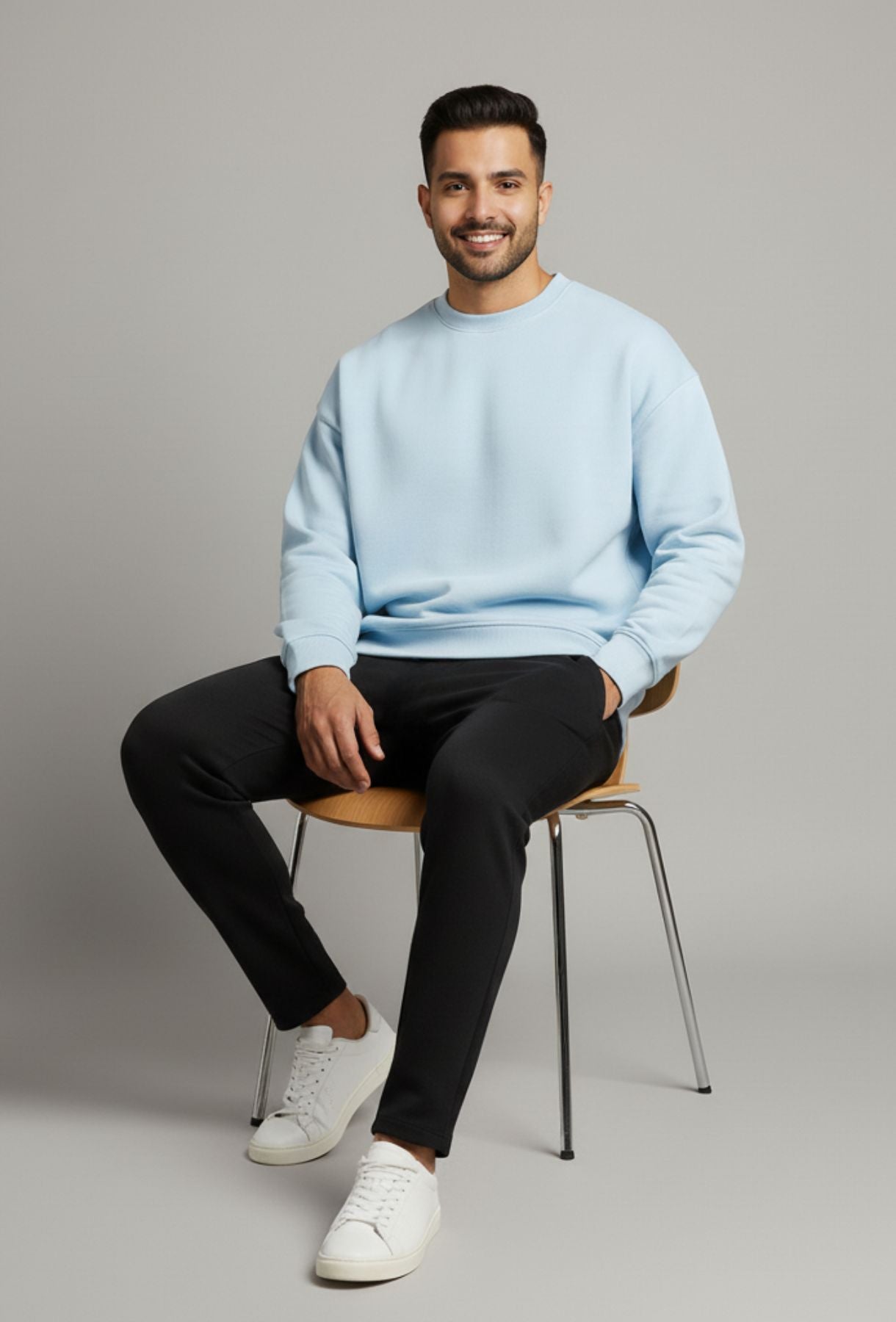 Oversized Sky Blue & Black Mix Vibe Co-ords