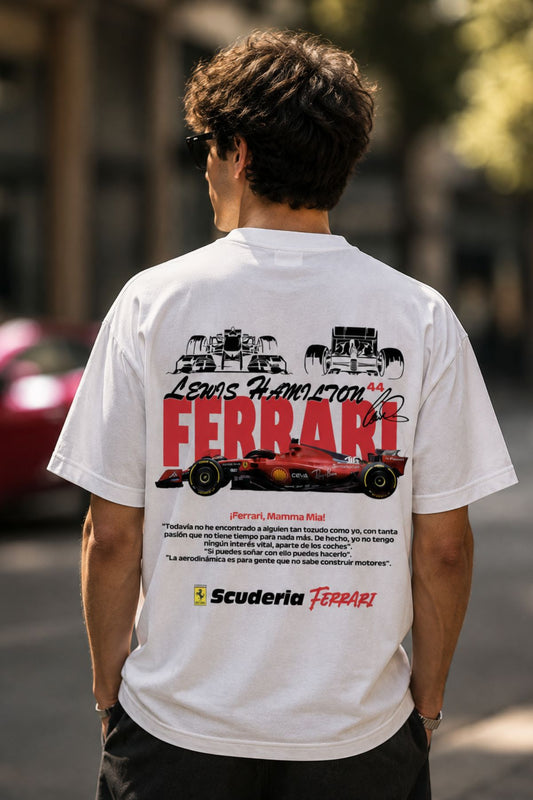 Red Ferrari back front Printed Oversize T-Shirt