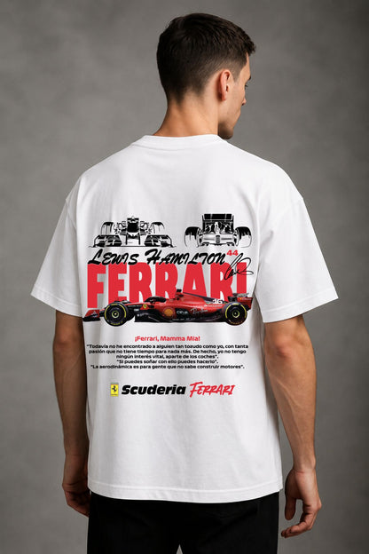 Red Ferrari back front Printed Oversize T-Shirt