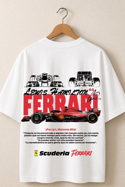 Red Ferrari back front Printed Oversize T-Shirt