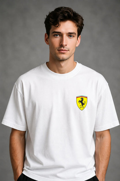 Red Ferrari back front Printed Oversize T-Shirt