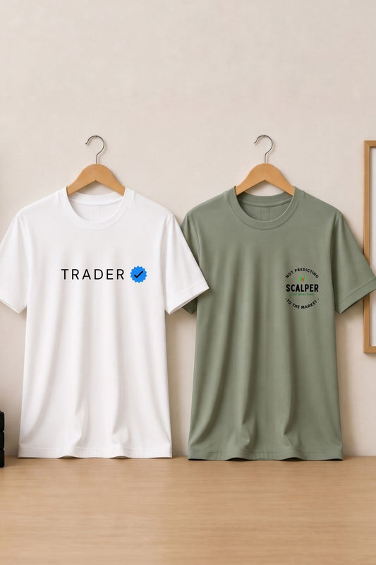 Verified Trader 2 Pack Trading T-Shirt Bundle (White & Navy Blue)