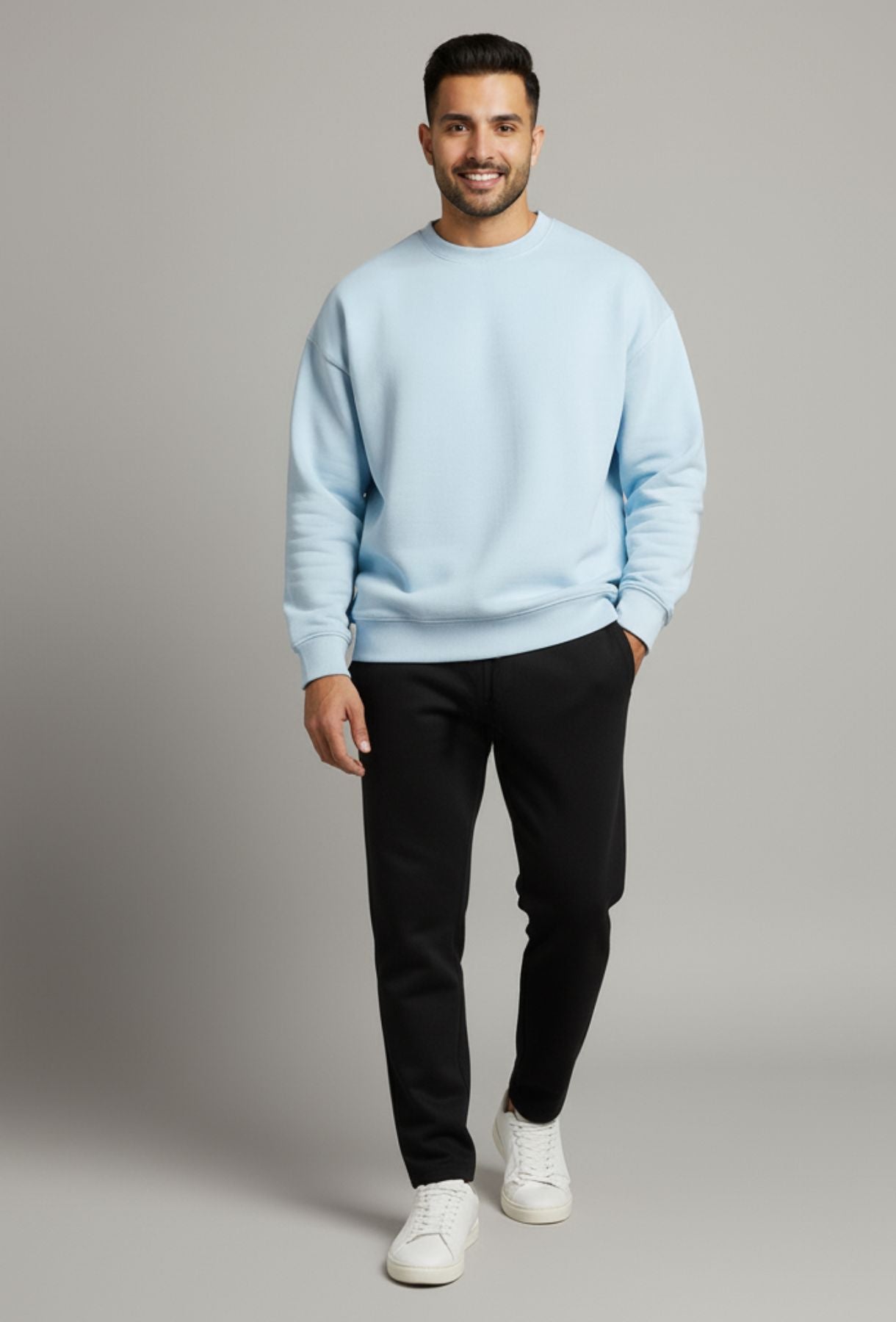 Oversized Sky Blue & Black Mix Vibe Co-ords