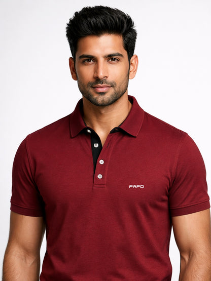 Maroon Premium Cotton Blend Polo T-Shirt for Men