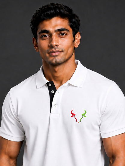 Dual Market Bull White Polo Trading T-Shirt