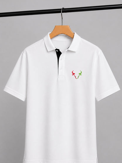 Dual Market Bull White Polo Trading T-Shirt