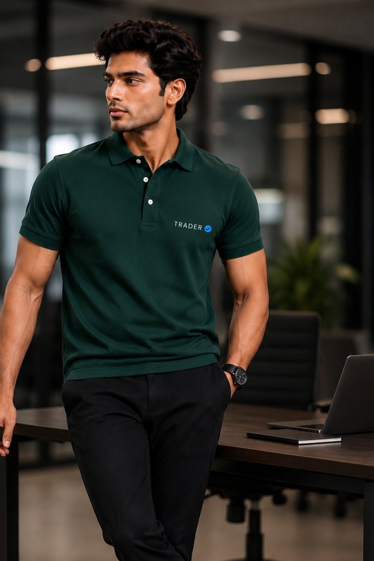 Trader By Heart Combo 2 Bundle Trading T-Shirt Pack (Bottle Green & White)