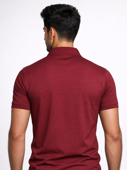 Maroon Premium Cotton Blend Polo T-Shirt for Men